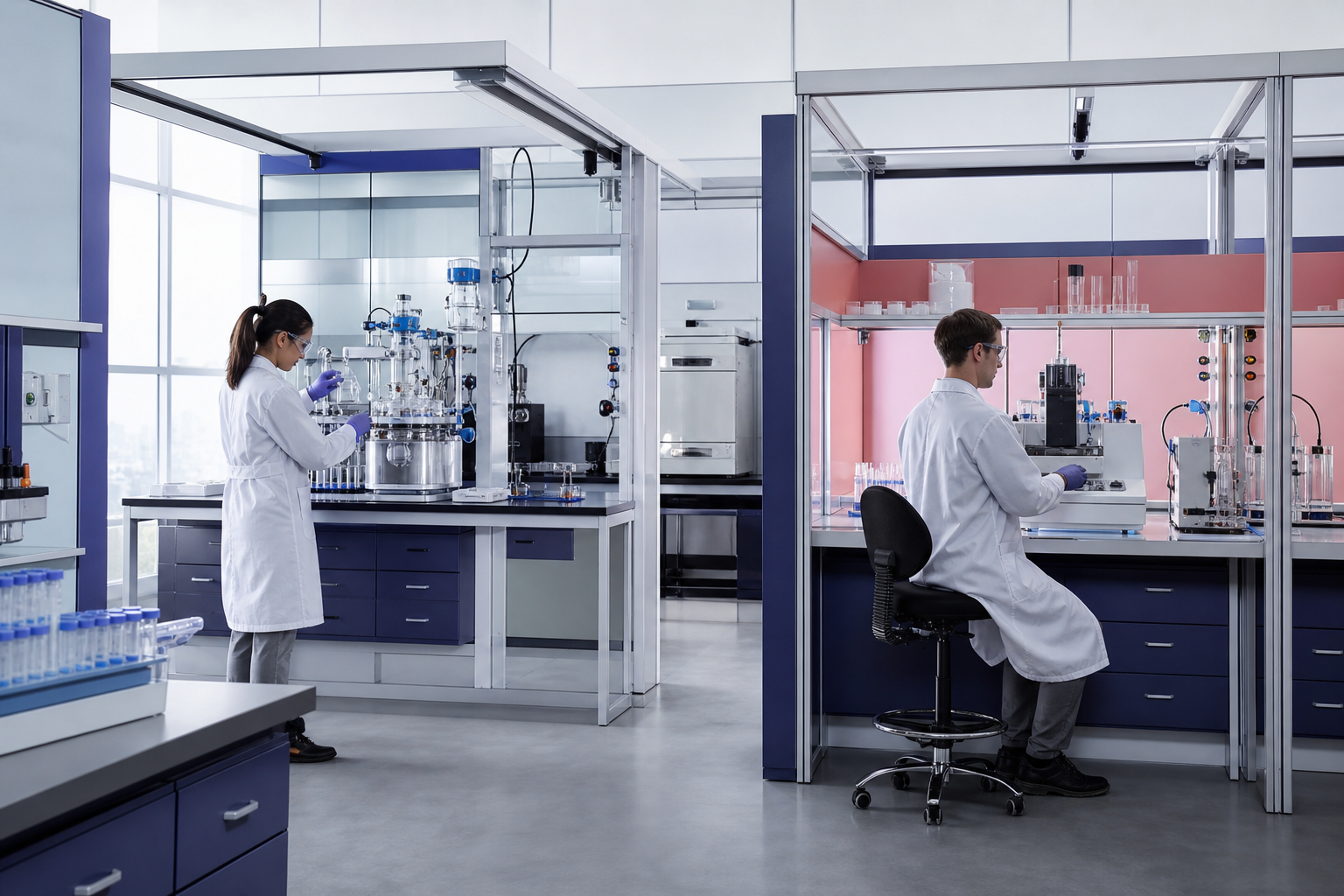 Original editorial visualization of modular connected research workstations